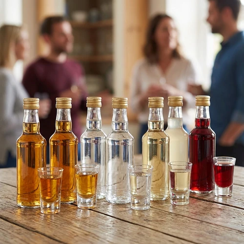 Botella licorera 200 ml, con tapón dorado a rosca Ø 28, 1 ud. - 6