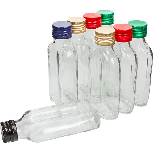 Botella para licores petaca 100ml+ tapa 8uds  - 1 