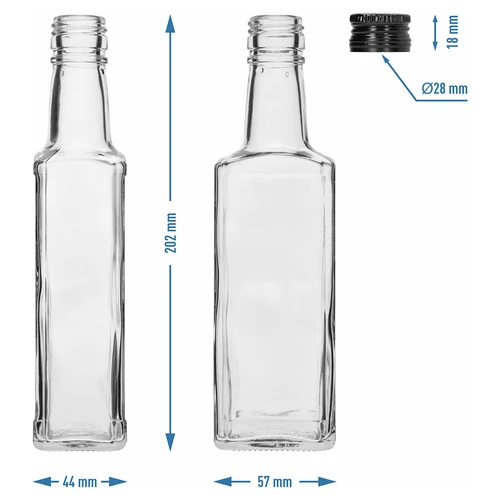Botella Receptura 250 ml, con tapón negro, 1 ud. - 6