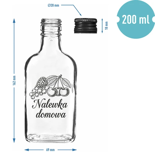 Botella tipo petaca 200 ml con tapón, impresión «Licor casero», 1 ud. - 4