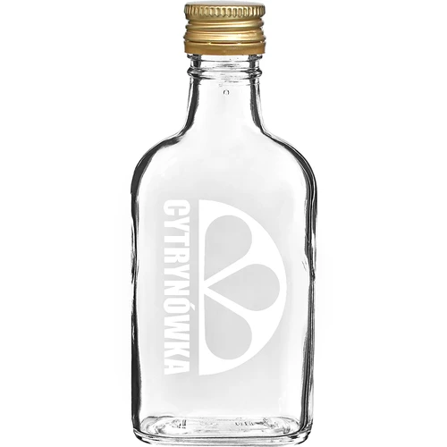 Botella tipo petaca 200 ml con tapón y estampado “Cytrynówka”, diseño 2
