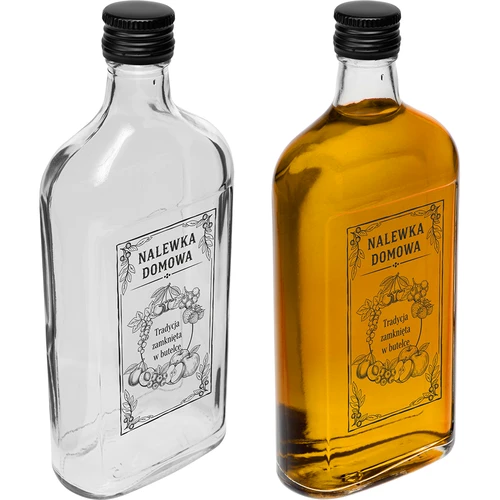 Botella tipo petaca de 500 ml con tapón de rosca, estampado «Nalewka domowa», 1 ud. - 2