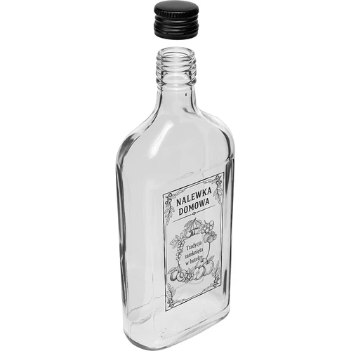 Botella tipo petaca de 500 ml con tapón de rosca, estampado «Nalewka domowa», 1 ud. - 3