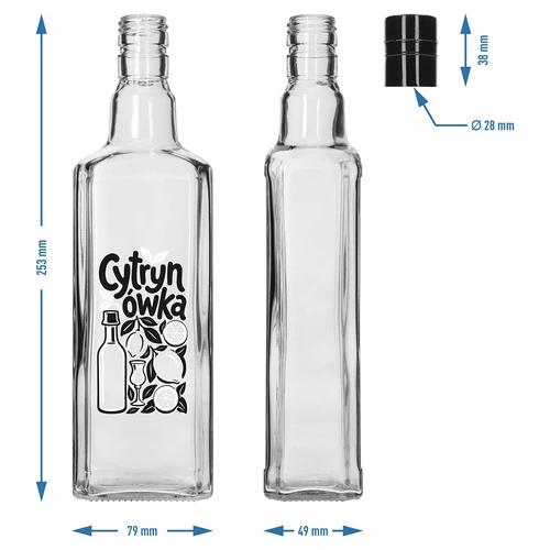 Botella Tynktura 500 ml con impresión «Cytrynówka» y tapón de rosca - 5