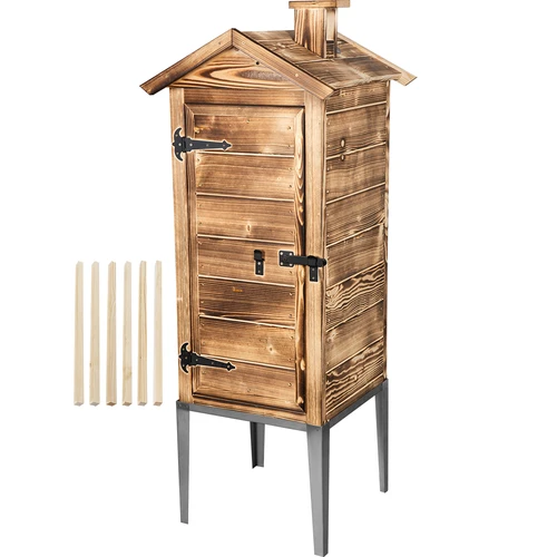 Cámara de ahumado a leña - de madera de abeto, 200 L, con base de acero inoxidable