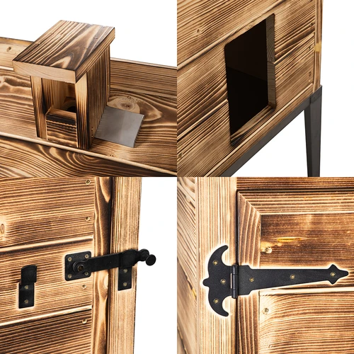 Cámara de ahumado a leña, de madera de abeto, 200L, con base de acero inoxidable - 4