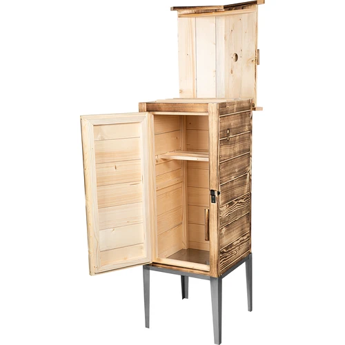 Cámara de ahumado a leña, de madera de abeto, 200L, con base de acero inoxidable - 3