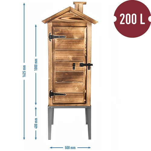 Cámara de ahumado a leña, de madera de abeto, 200L, con base de acero inoxidable - 5