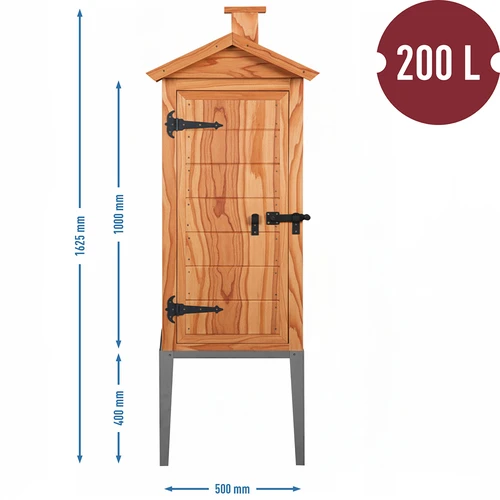 Cámara de ahumado de alerce, 200L, con base de acero inoxidable - 3