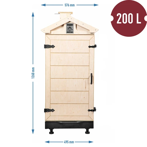 Cámara de ahumado de contrachapado certificado, sin bastidor, 200 L, con ruedas - 4
