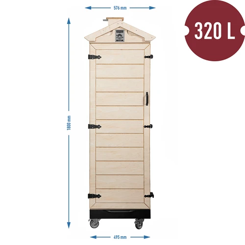 Cámara de ahumado de contrachapado certificado, sin bastidor, 320L, con ruedas - 4