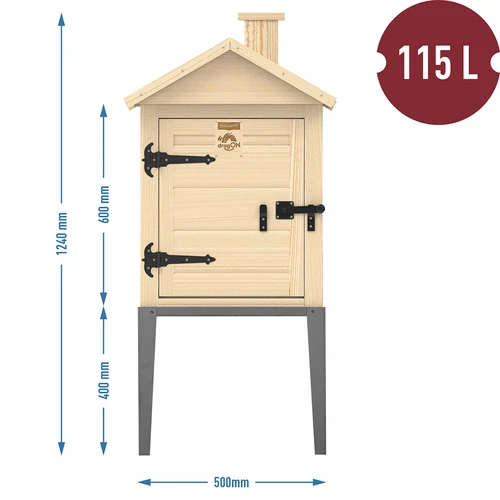 Cámara de ahumado de madera de abeto, 115 L, con base de acero inoxidable - 3