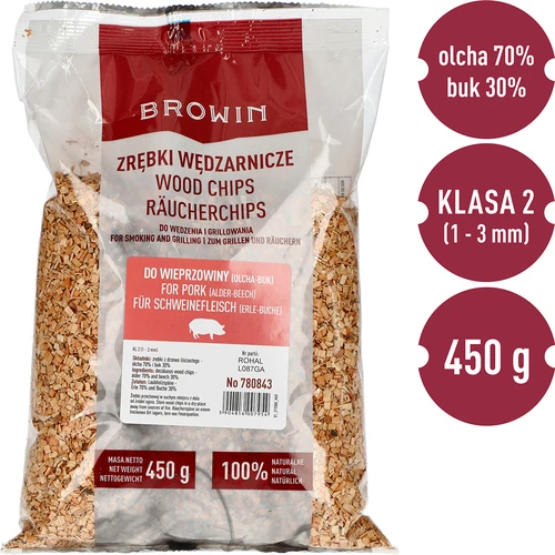 Chips de madera para ahumar/parrilla 70% aliso + 30% haya, 450 g, clase 2 - 3