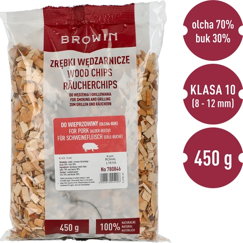 Chips para ahumar/parrilla para cerdo - mezcla (70% aliso, 30% haya), 450 g, clase 10 - 3