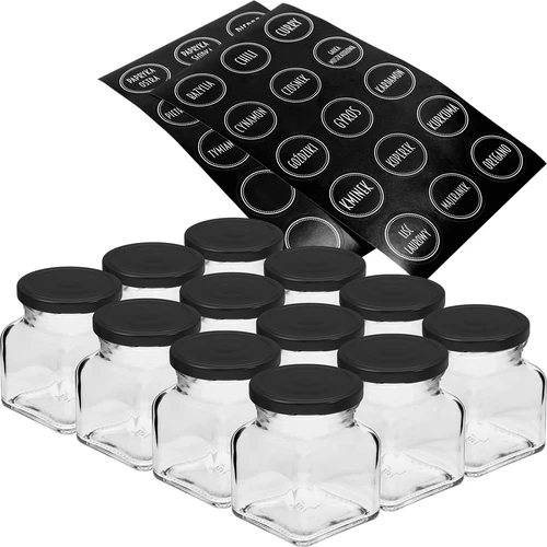 Conjunto de 12 x frasco de 120ml + 30 etiquetas para especias