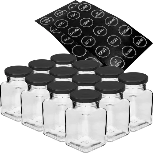 Conjunto de 12 x frasco de 150ml + 30 etiquetas para especias