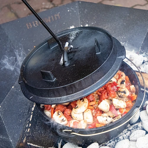 Conjunto de fuego de 58 cm de diámetro y atizador-soporte para caldero o tapa de olla de hierro fundido - 11