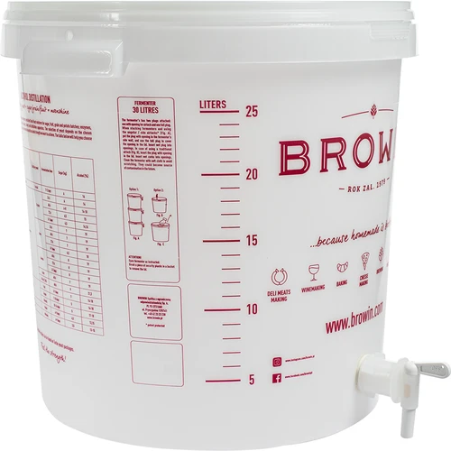 Contenedor de fermentación blanco 30L impresión GB grifo 2 tubos - 4