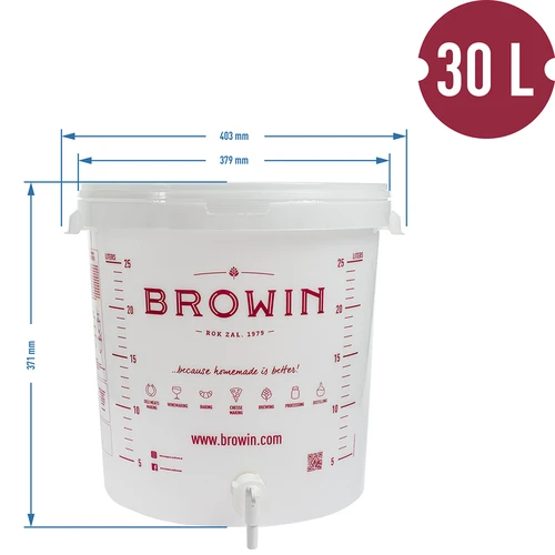 Contenedor de fermentación blanco 30L impresión GB grifo 2 tubos - 6