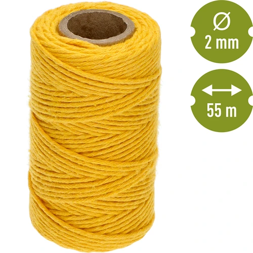 Cordón de algodón amarillo 2 mm/55 m/100 g - 4