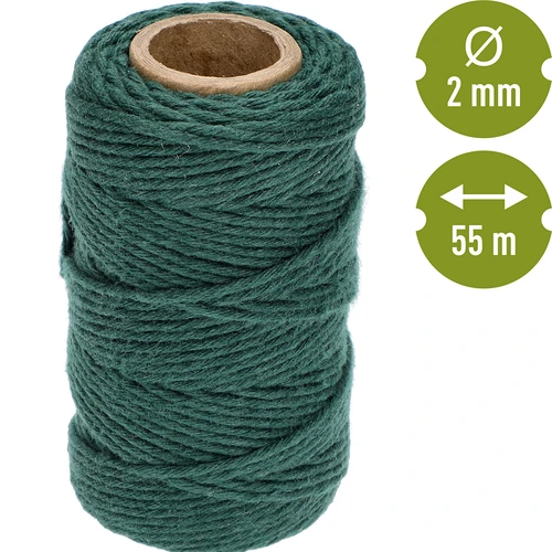 Cordón de algodón verde 2 mm/55 m/100 g - 4