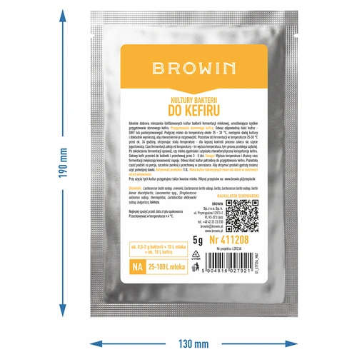 Cultivos de bacterias para kéfir y leche agria, 5 g - 2