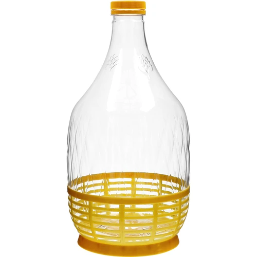 Damajuana Dama 5 L de PET, con tapón de rosca y cesta