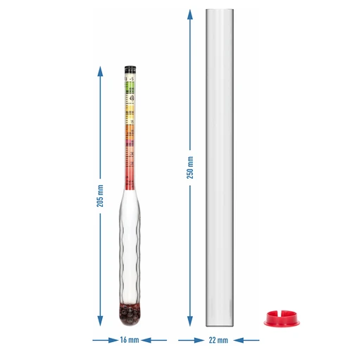 Densímetro irrompible con probeta, rango de medición: -5-35°Blg - 5