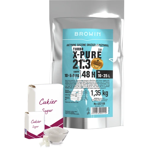 Drożdże Turbo X-Pure 21,3%, 10 x 25 L, 1,35 kg - 3