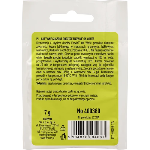 Enovini OK WHITE levadura que reduce la acidez - 2