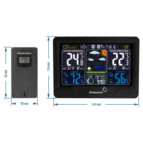 Estación met RCC, DCF–electr, sensor inalámbrico negro - 12