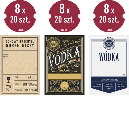 Etiquetas vodka - MIX 60/90mm autoadhesivas. 20 piezas - 2