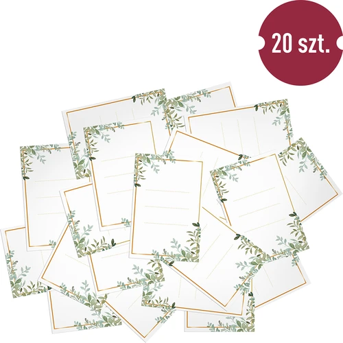 Etykiety samoprzylepne 60 x 90 mm na butelki, słoiki, prezenty wzór florystyczny - 20 szt. - 3