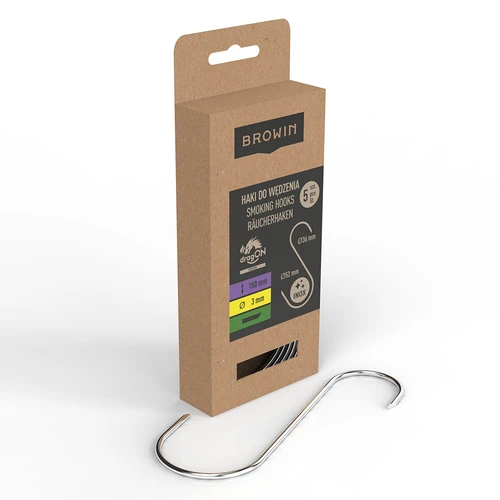 Ganchos para ahumado - en S, puntas biseladas a 45°, 3 mm x 150 mm, 5 uds. - 2