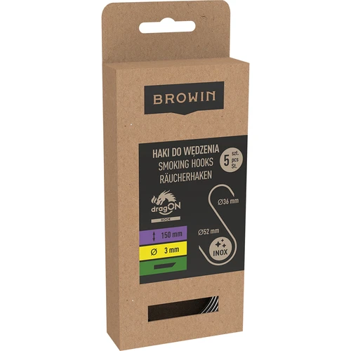 Ganchos para ahumado - en S, puntas biseladas a 45°, 3 mm x 150 mm, 5 uds. - 3