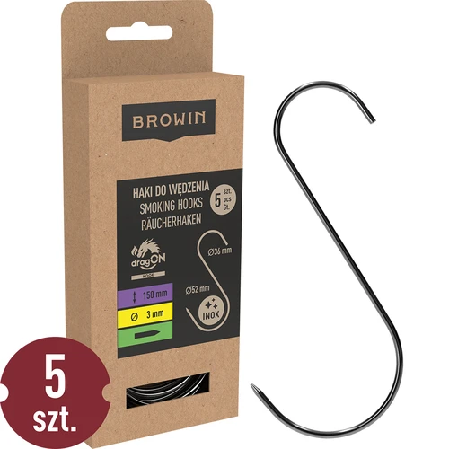 Ganchos para ahumar - en S, afilados, 3 mm x 150 mm, 5 uds.