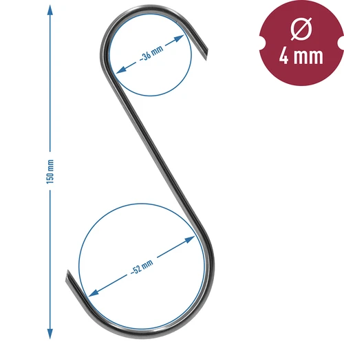 Ganchos para ahumar - S, cortados 45° 4mm x 150mm 5 uds. - 7