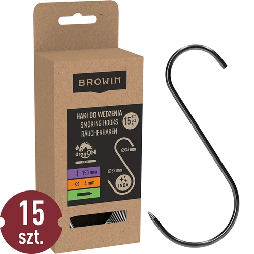 Ganchos para ahumar - tipo S, afilados 4 mm x 150 mm, 15 uds.  - 1 