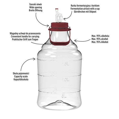 Garrafa para vino ligera, irrompible, con asa, 20L - 4