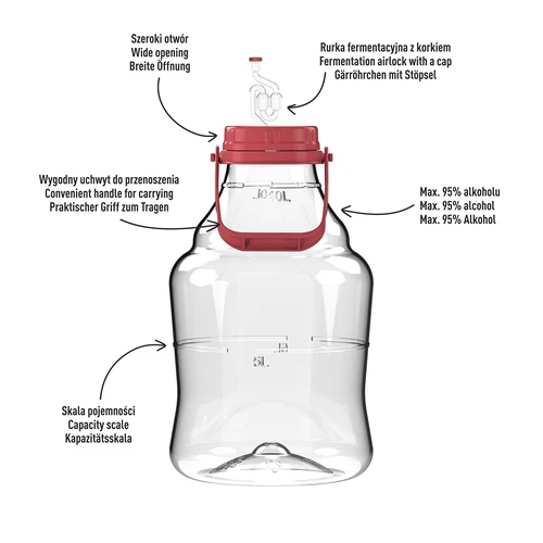 Globo para vino ligero, irrompible, con asa, 10L - 4