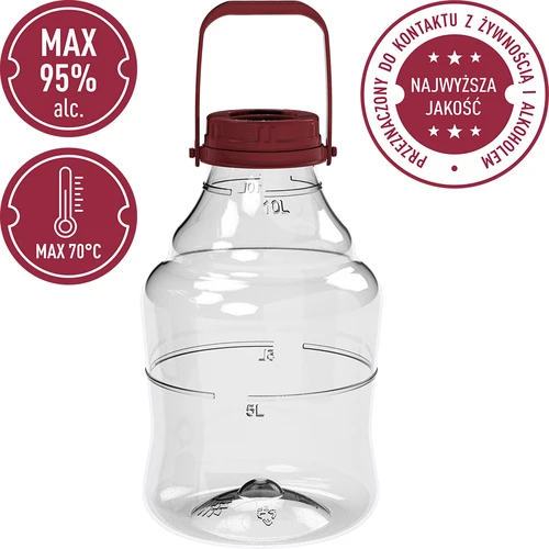 Globo para vino ligero, irrompible, con asa, 10L - 5