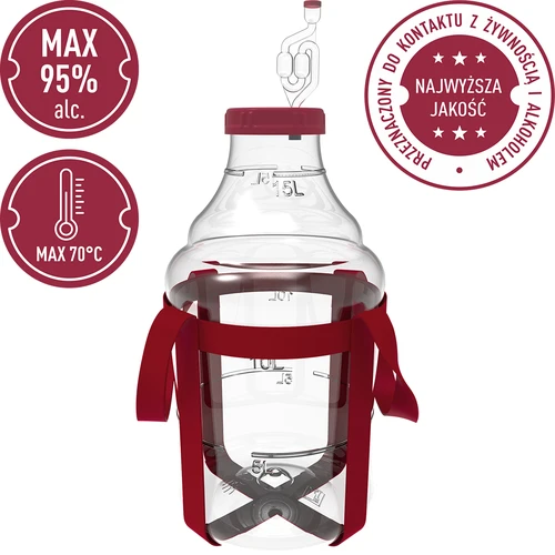 Globo para vino ligero, irrompible, con correas, 15L - 5