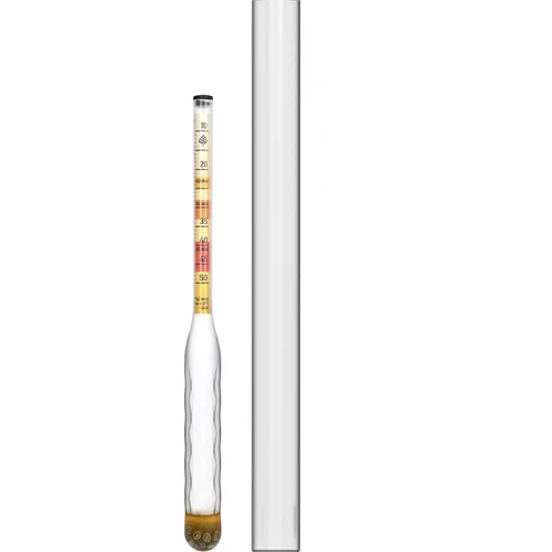 Hidrómetro irrompible con tubo de ensayo, rango de medición 10-50°Blg  - 1 
