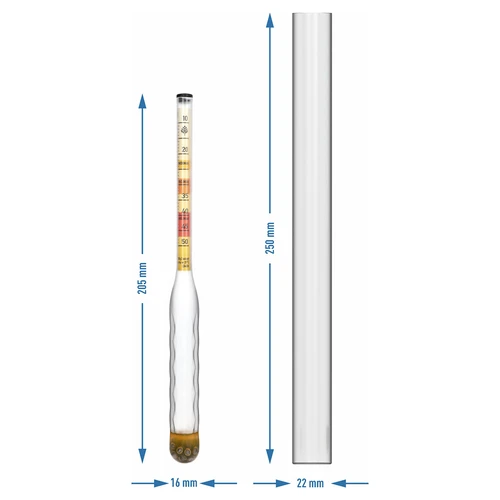 Hidrómetro irrompible con tubo de ensayo, rango de medición 10-50°Blg - 4