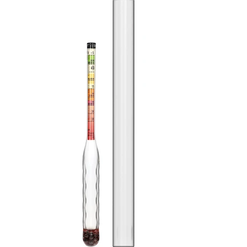 Hidrómetro irrompible con tubo de ensayo, rango de medición: -5-35°Blg  - 1 