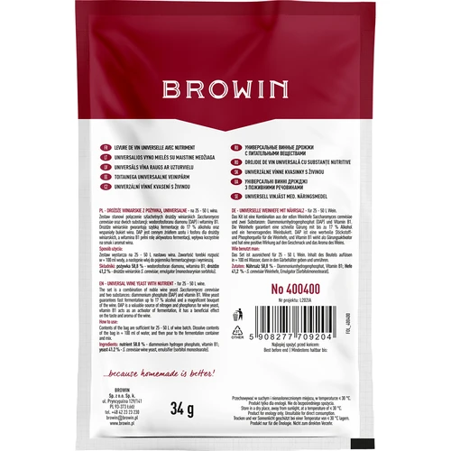Levadura con nutriente Vinistart, 34 g - 2