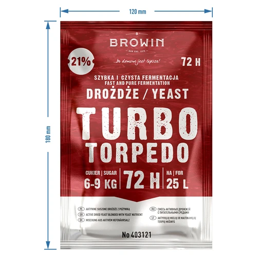Levadura de destilería Turbo Torpedo 72h 21% - 120 g - 4