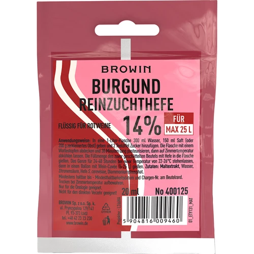 Levadura de vino Borgoña, 20 ml DE/EN  - 1 
