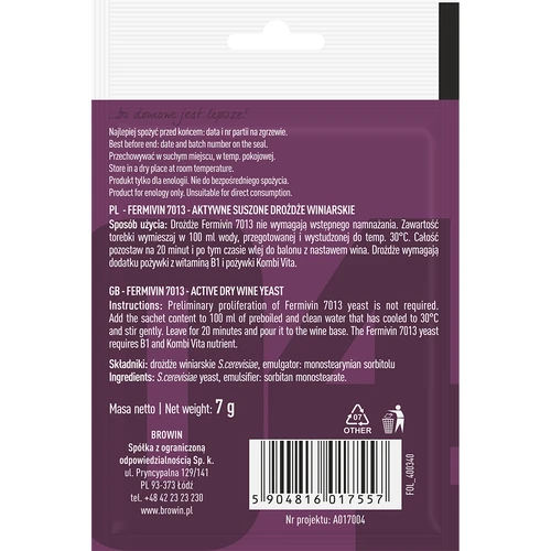 Levadura para vino Fermivin 7013, 7 g - 2