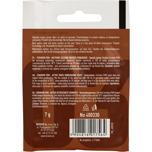 Levadura para vino Fermivin PDM, 7 g - 2